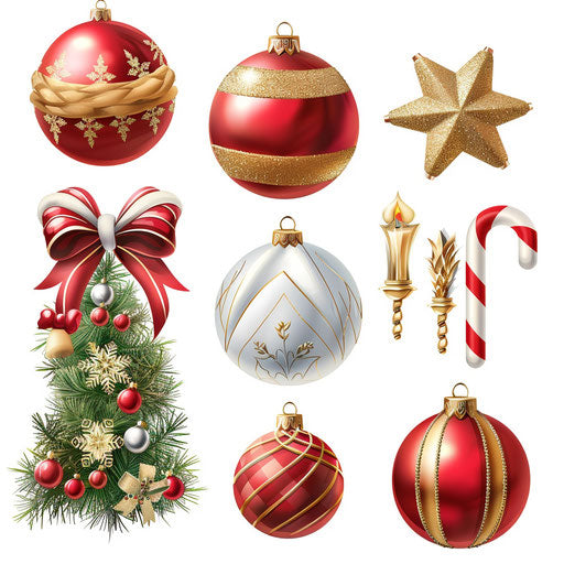 Realistic Christmas clipart png on flat white background