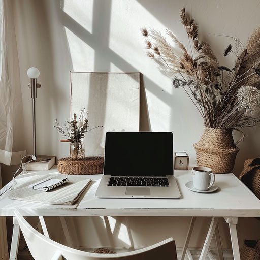 Minimalist workspace with laptop and simple decor