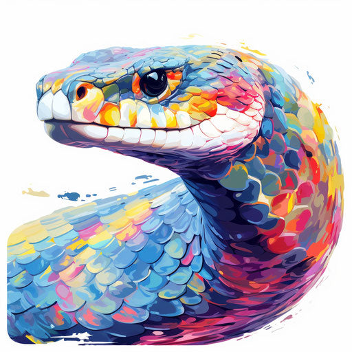 Impressionistic art cobra clipart on white background