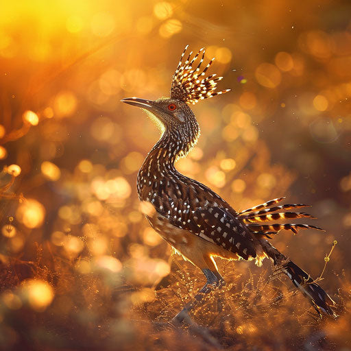 Roadrunner bird on the road exhibiting natural behavior