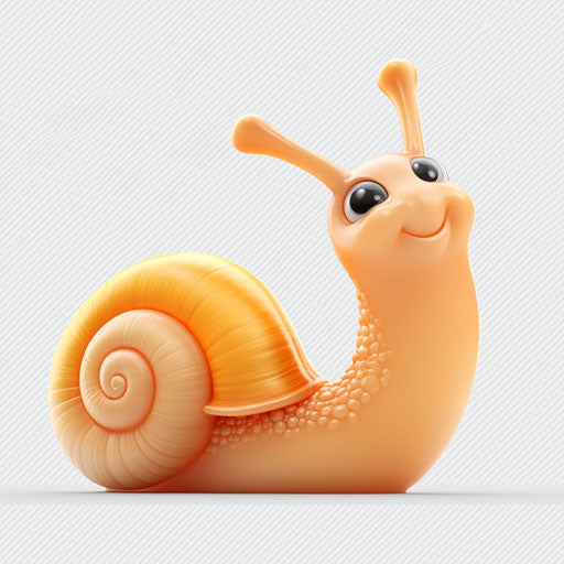 3D snail on flat white background, isolated clipart