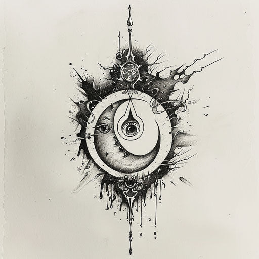 Flat tattoo sketch of a sigil for balance with a perfect yin-yang symbol