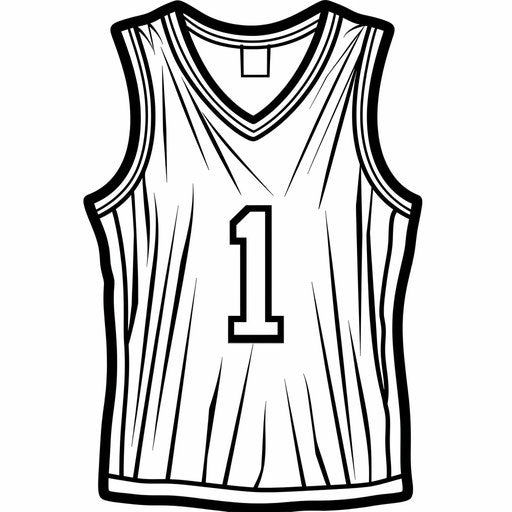 Basketball jersey with number one, coloring book page