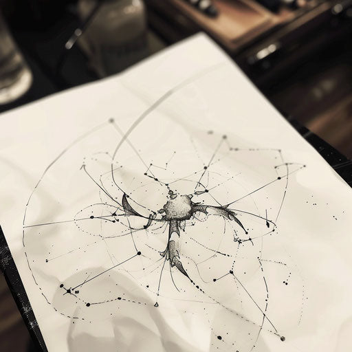 Sleek modern Cancer constellation tattoo sketch