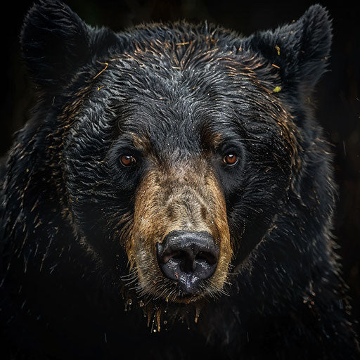 Black bear with detailed textures and natural light