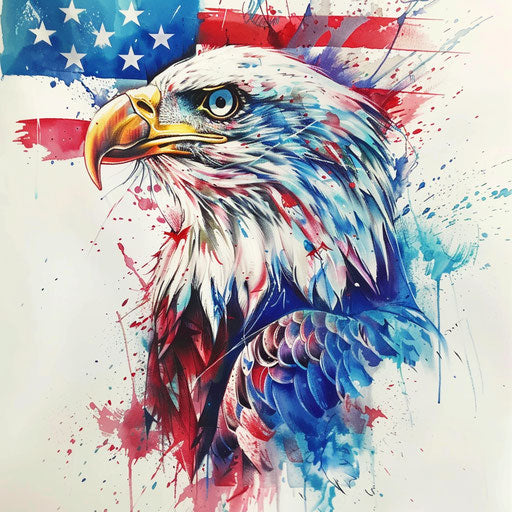 Bald eagle and American flag tattoo, vibrant colors
