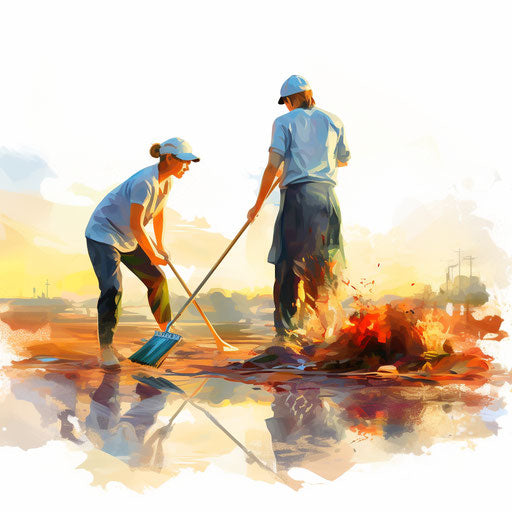 Cleaning clipart in the style of Impressionistic Art, on a white background