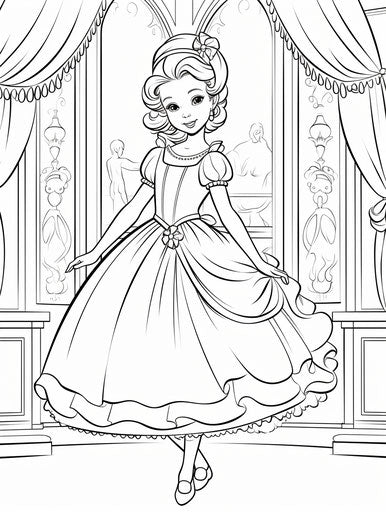Free ballerina coloring page in aristocracy Disney style