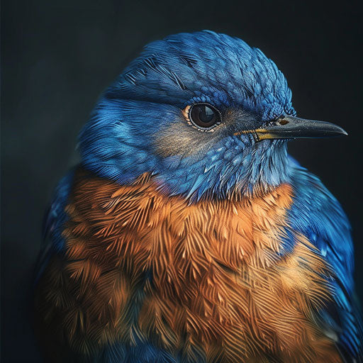 Bluebird in high-detail studio portrait