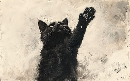 Cat reaching his paws up