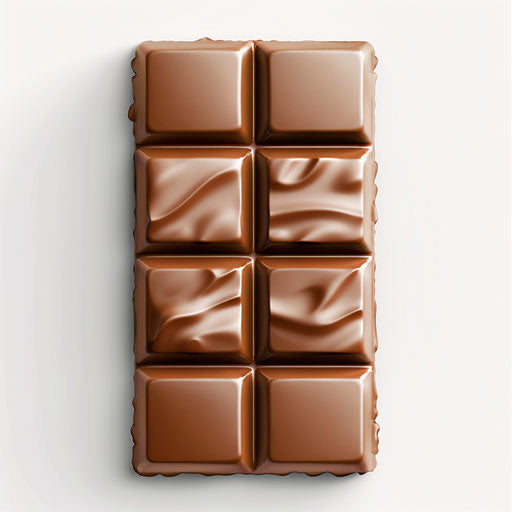 Realistic chocolate bar illustration on white background, bright colors