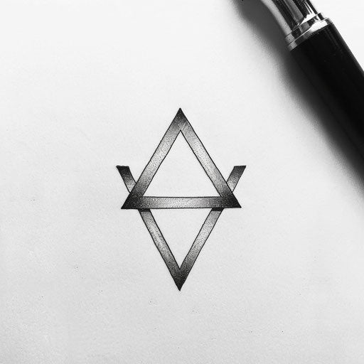 Minimalist triangle tattoo design on white background