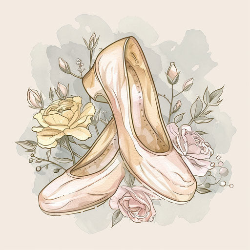 Elegant sketch of Russian ballet shoes in delicate pastel tones