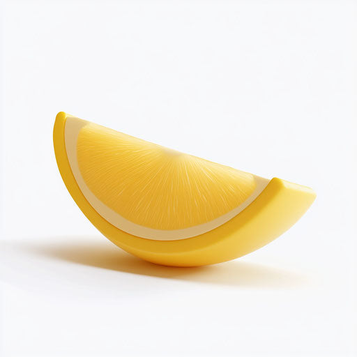 3D lemon slice on flat white background, isolated clipart