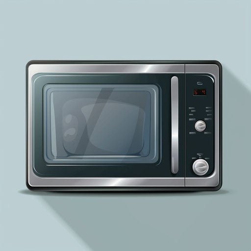 Realistic microwave illustration on blue background