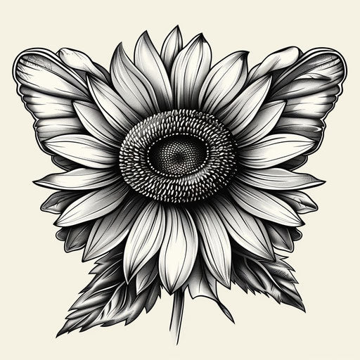 Sunflower clipart in photo realistic style with flat background