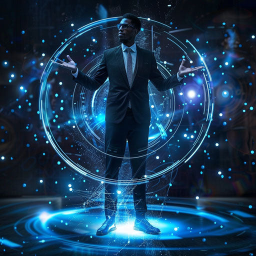 Futuristic businessman with augmented reality interface