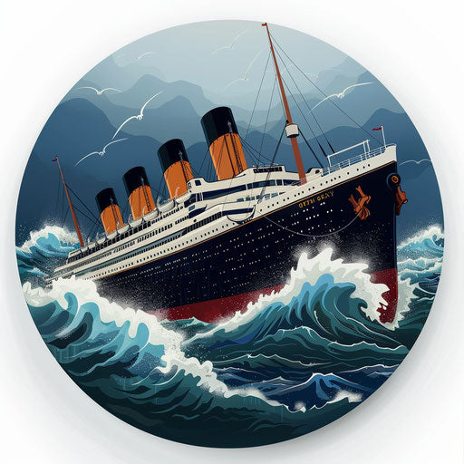 Titanic clipart with flat random background, glossy finish and sharp outlines