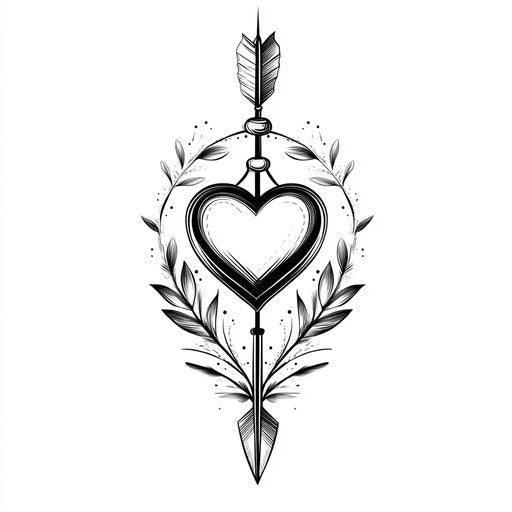 Minimalist arm tattoo for females with heart and arrow