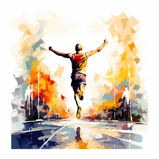Finish line in the style of Impressionistic Art, on white background