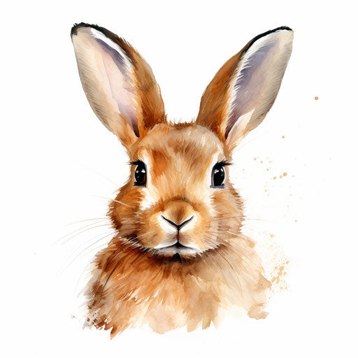 Cartoon bunny face in the style of Oil painting, on white background