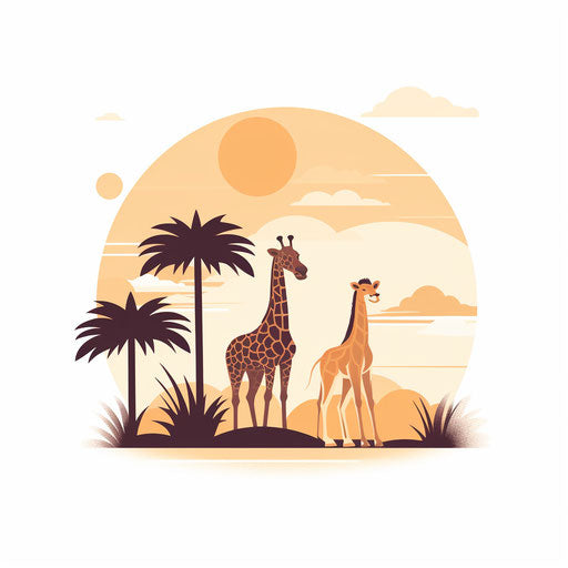Minimalist safari illustration on white background