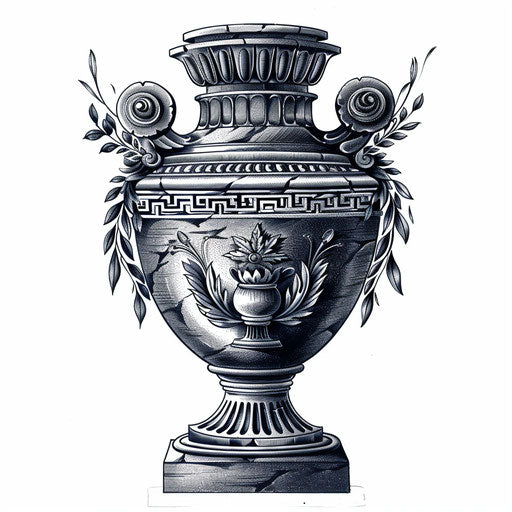 Greek ornamental urn as detailed tattoo design