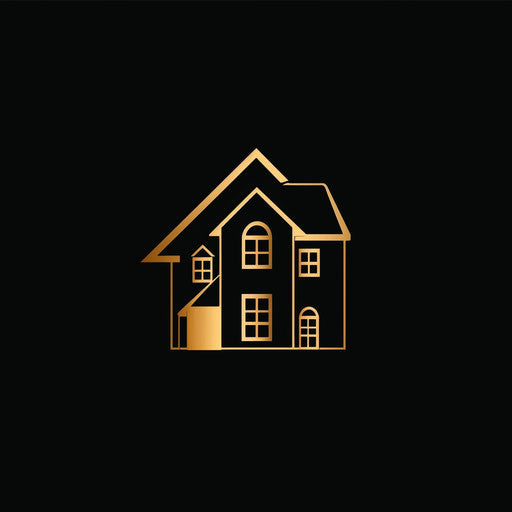 Luxury real estate logo with gold accents on black background