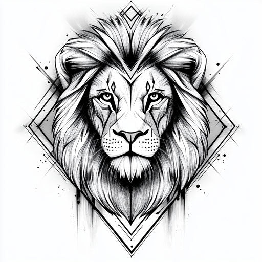Geometric lion tattoo sketch in beautiful flat clipart style