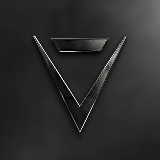 Modern photo logo with metallic background, sharp edges