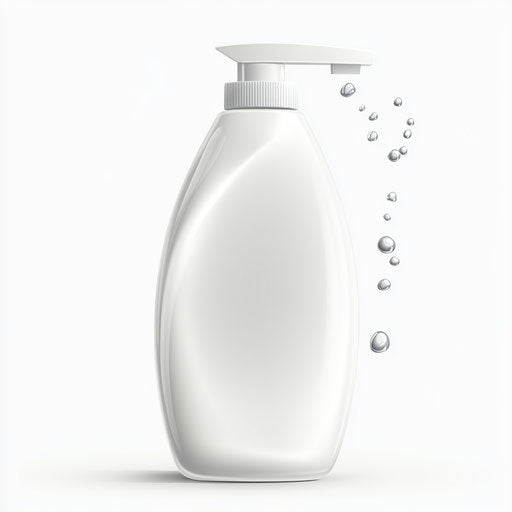 3D shampoo on flat white background, isolated clipart