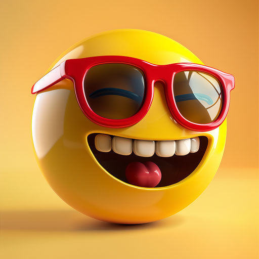 Yellow smiling emoticon face with red sunglasses