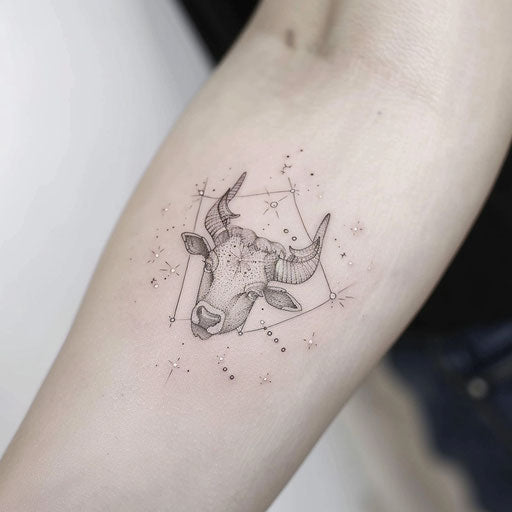 Simplistic tattoo sketch of the Taurus constellation