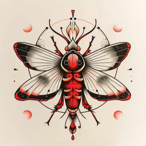 Bold tattoo sketch of a firefly with thick outlines