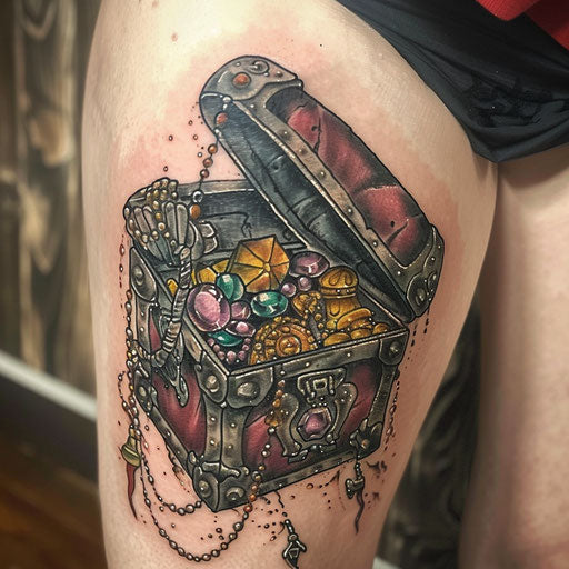 Pirate treasure tattoo on white background