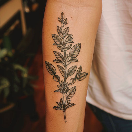 Classic sketch of a sage plant with detailed leaves