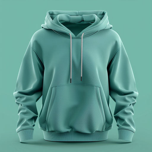 Realistic hoodie clipart with flat teal background