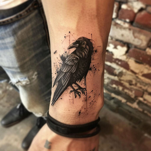 Men's wrist tattoos with gothic raven