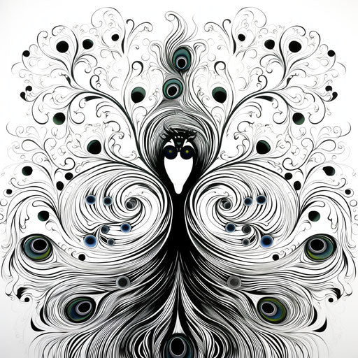 Peacock elegant drawing white background swirling vortexes #screenshotsaturday