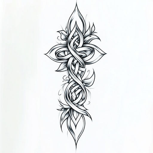 Flat tattoo sketch on outer forearm, Celtic knotwork style