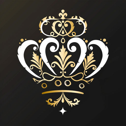 Crown logo in gold and white with a luxurious background