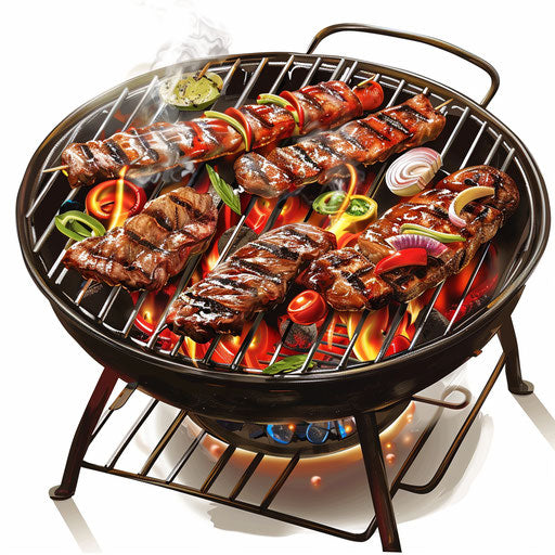 Photo realistic BBQ clipart with flat white background