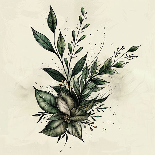 Nature-themed flat tattoo sketch for dark arts