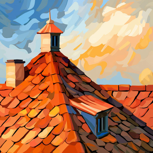 Impressionistic Art style clipart of roof on white background