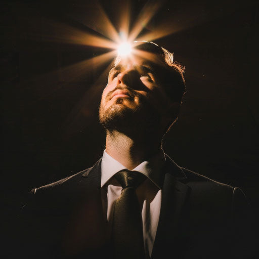 Businessman illuminated by a spotlight