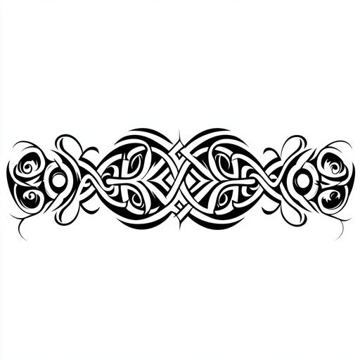 Intricate tribal armband tattoo with knotwork