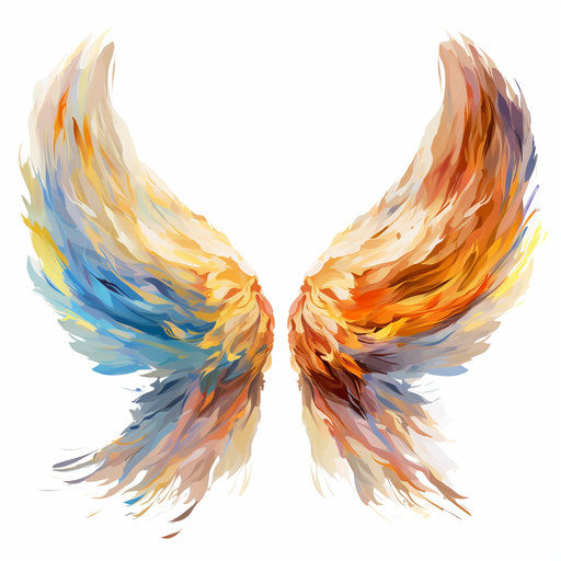 Impressionistic Art: wings clipart on white background