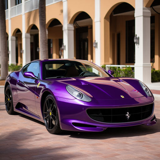 Classic bright purple sports car