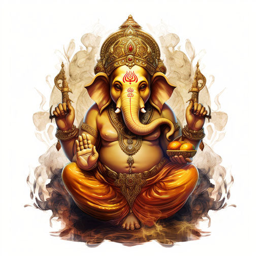 Ganesh Ji clipart in the style of Oil painting, on a white background