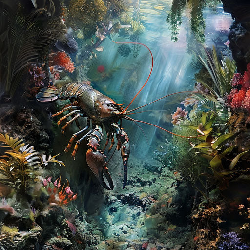Crayfish in a majestic aquatic landscape